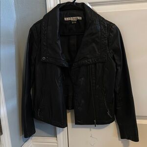 Rezrekshn Black Leather Jacket with Zipper Details